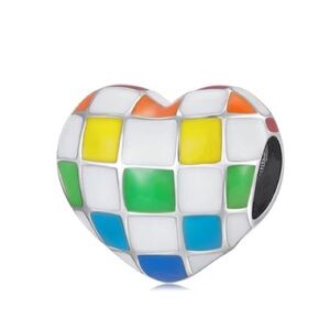 Colorful Color-Block Heart European Charm - Collectible Limited Edition